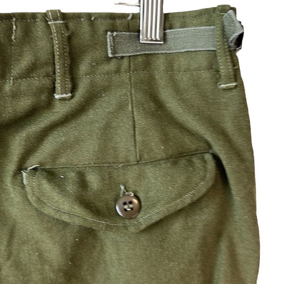 Military Issue Green Wool Vintage Mens Trouser Field Chores Pants - Picture 2 of 8